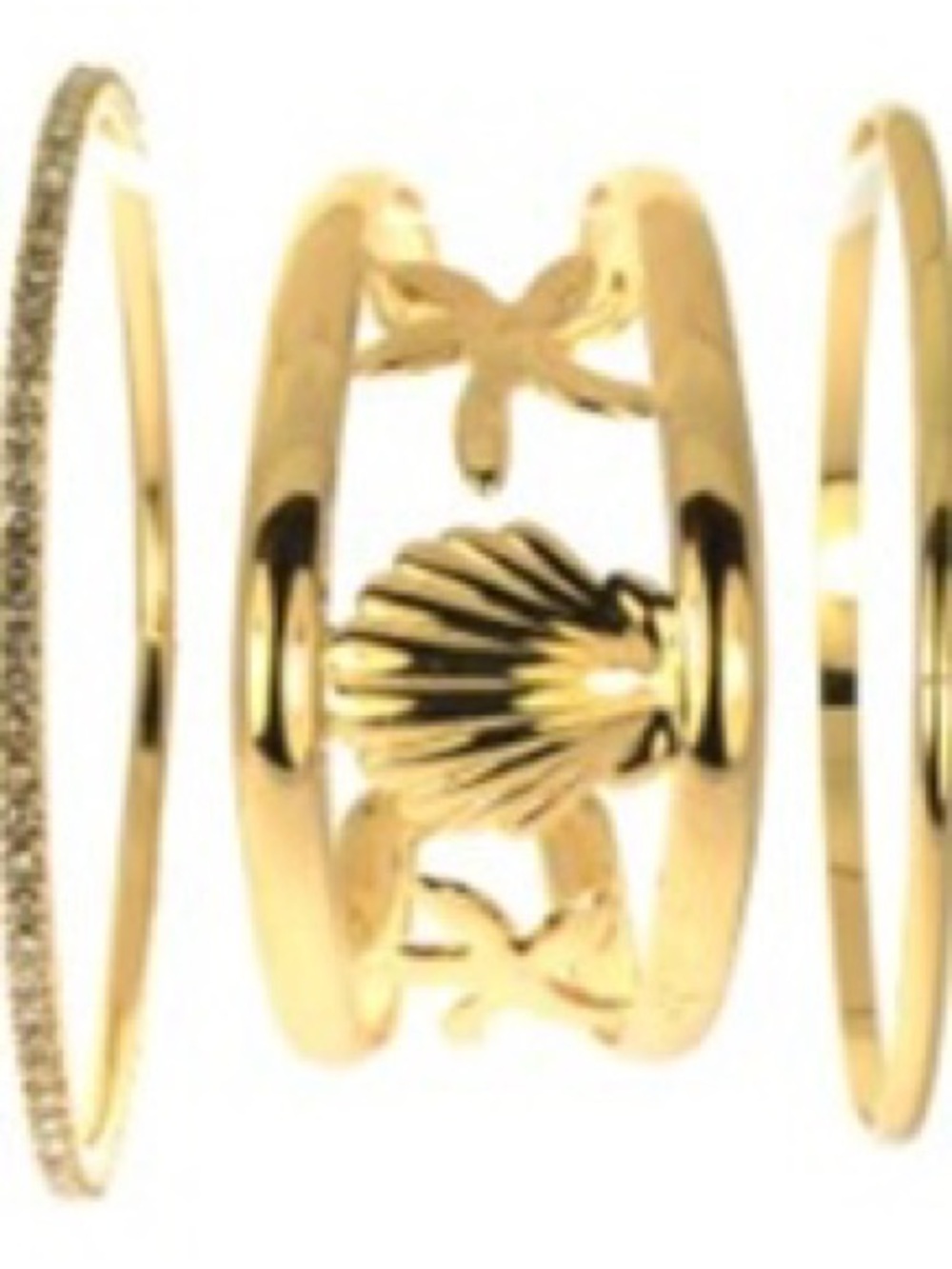 Zara Gold Seashell and Starfish Bangle Stack - Picture 4 of 4